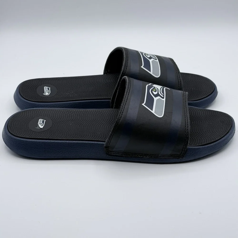Seattle Seahawks NFL Mens FOCO Slide Sandals Training Camp Gel Slides Sz L 11-12